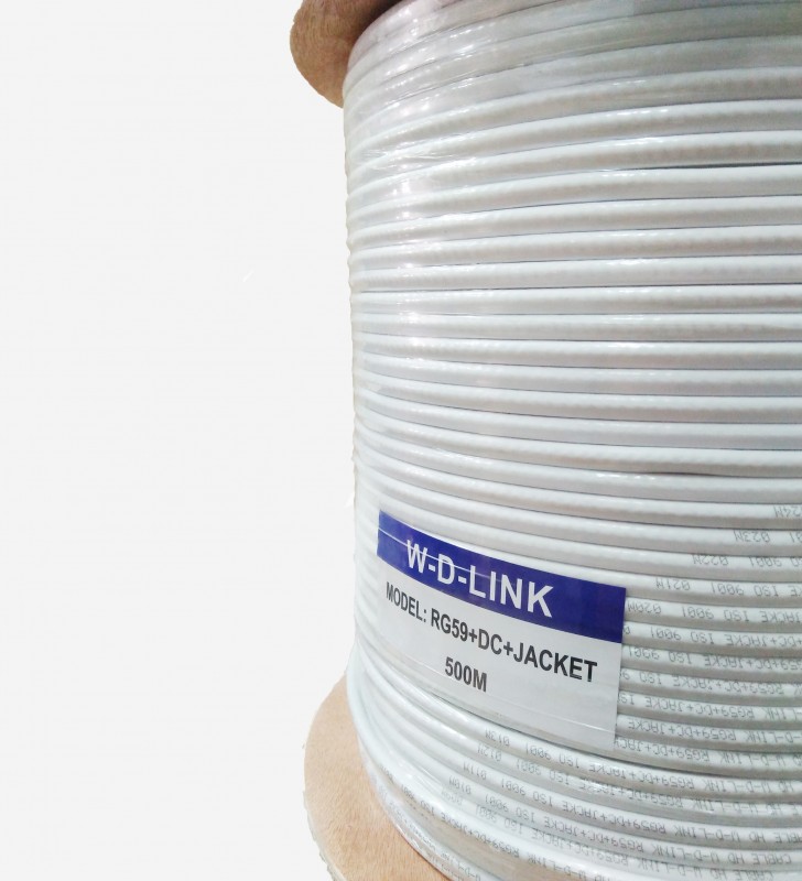 CABLE COAXIAL RG59 AVEC JACKET ET ALIMENTATION DE LA MARQUE W-D-LINK
